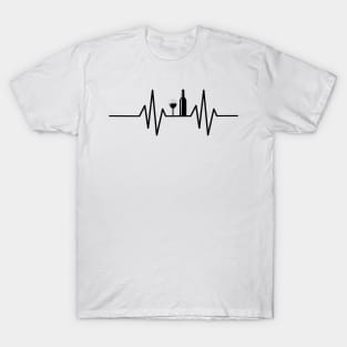 'Wine Glass Heartbeat' Hilarous Wine Gift T-Shirt